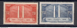 1936 FRANCIA   - N 316/17 Monumento Caduti Canada 2 Val MNH/** - Otros & Sin Clasificación