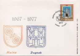 Yugoslavia, Zagreb And Mainz - Germany, 10 Years Of Cooperation - Storia Postale