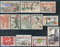 Cameroon 1961 Overprints 12v, Mint NH, Nature - Transport - Animals (others & Mixed) - Flowers & Plants - Giraffe - Sh.. - Boten