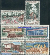 Cameroon 1966 Hotels 6v, Mint NH, Transport - Various - Automobiles - Railways - Hotels - Art - Architecture - Coches