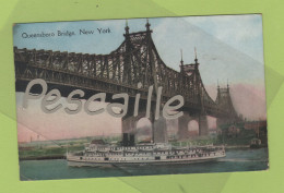 CP COLORISEE QUEENSBORO BRIDGE - NEW YORK - BOAT RICHARD PECK - SUCCESS POSTAL CARD C° NEW YORK N° 1134 - Puentes Y Túneles