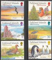 Falkland Islands 1999 New Millennium 6v, Mint NH, Nature - Religion - Birds - Penguins - Christmas - Churches, Temples.. - Noël