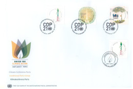 France Nations Unies Onu 2015 FDC Mixte Cop 21 Emission Commune France United Nations UN Joint Issue Mixed FDC - Emissions Communes