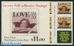 United States Of America 1995 Love Booklet (20x55c S-a), Mint NH, Religion - Angels - Stamp Booklets - Ungebraucht