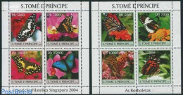 Sao Tome/Principe 2004 Butterflies 8v (2 M/s), Mint NH, Nature - Butterflies - Sao Tomé E Principe