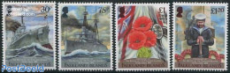 Falkland Islands 2014 Falkland Battle Centenary 4v, Mint NH, History - Nature - Transport - Militarism - Flowers & Pla.. - Militaria