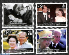 British Antarctica 2017 Queen Elizabeth II, Platinum Wedding Anniversary 4v, Mint NH, History - Kings & Queens (Royalty) - Case Reali