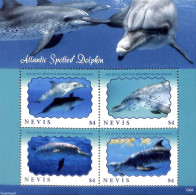 Nevis 2019 Atlantic Spotted Dolphin 4v M/s, Mint NH, Nature - Sea Mammals - St.Kitts E Nevis ( 1983-...)
