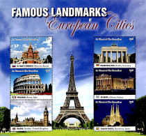 Saint Vincent 2016 Famous European Landmarks 6v M/s, Mint NH, Religion - Churches, Temples, Mosques, Synagogues - Chiese E Cattedrali