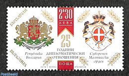 Bulgaria 2019 25 Years Diplomatic Relations With Maltezer Order 1v, Mint NH - Neufs