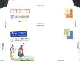 China People’s Republic 1998 China 1999, Set Of 2 Aerogrammes, Unused Postal Stationary, Stamps On Stamps - Cartas & Documentos