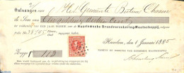 Netherlands 1885 Recu Brandverzekering Mij. With 10c Stamp, Postal History, Various - Banking And Insurance - Briefe U. Dokumente