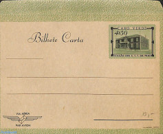 Cape Verde 1950 Aerogramme 4.50, Grey Paper, Green Border, Unused Postal Stationary - Islas De Cabo Verde