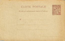 Monaco 1891 Postcard 10c, Unused Postal Stationary - Storia Postale
