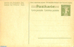 Switzerland 1909 Reply Paid Postcard 5/5c, Unused Postal Stationary - Storia Postale