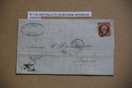 Timbre France N°17Ac , Carmin Sur Paille, Sur Lettre Oblitération 13 Juillet 1858 - 1853-1860 Napoléon III.