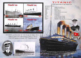Niuafo'ou 2012 Titanic 4v M/s, Mint NH, Transport - Ships And Boats - Titanic - Boten