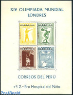 Peru 1957 Olympic Games Melbourne S/s, Unused (hinged), Sport - Various - Basketball - Olympic Games - Shooting Sports.. - Basketbal