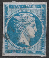 Plateflaw 20 F9 In GREECE 1867-69 Large Hermes Head Cleaned Plates Issue 20 L Sky Blue Vl. 39 / H 27 A  Nb (0 Inverted) - Variétés Et Curiosités