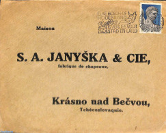 Netherlands 1937 Letter To Czech Rep. With Jamboree Stamp And Fire Prevention Postmark, Postal History, Sport - Transp.. - Brieven En Documenten