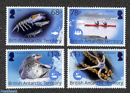 British Antarctica 2021 Blue Belt Programme 4v, Mint NH, Nature - Sport - Transport - Various - Fish - Sea Mammals - K.. - Pesci
