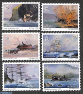 Isle Of Man 2022 Shipwrecks 6v, Mint NH, History - Transport - Fire Fighters & Prevention - Ships And Boats - Art - Pa.. - Firemen