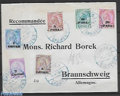 Albania 1914 Registred Letter To The Still Existing Stamp Trade Fa. Borek In Braunschweig., Postal History - Albania