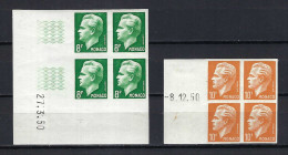 MONACO 1950-51:  Lot De Blocs De 4 Neufs** ND, CDF Et BDF Datés - Unused Stamps