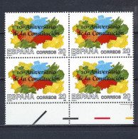 ESPAÑA 1988—CONSTITUCION ESPAÑOLA—EN BLOQUE ** EDI 2596, YT 2591, Mi 2856 - Unused Stamps