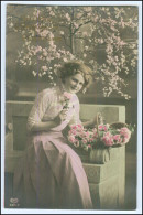 Y1703/ Glückwunsch Zum Geburtstag Frau Mit Blumenkorb 1913 Foto AK - Anniversaire