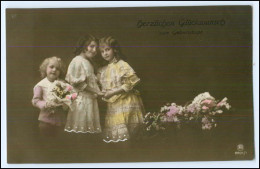 Y1704/ Glückwunsch Zum Geburtstag Mädchen Mit Blumenstrauß 1913 Foto AK - Cumpleaños