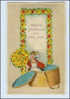 W8S91/ Neujahr Holland-Mädchen Litho Prägedr. AK 1909 - Nieuwjaar