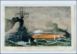 W8G46/ Kriegsschiffe Dt. Linienschiff Im Kampfe Mit Engl. Kreuzern AK 1915 - Guerra