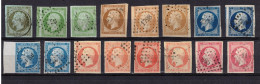 France Empire Non Dentelé Sélection De 16 Timbres Oblitérés - Scan Recto / Verso - 1853-1860 Napoléon III