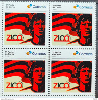 SI 03 Brazil Institutional Zico 70 Years Flamengo Soccer Football 2023 Block Of 4 - Personalized Stamps