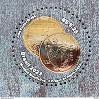C 4094 Brazil Stamp Brazilian Coins Economy Money Numismatic 2023 Macaw - Unused Stamps