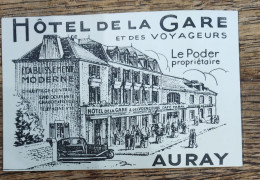 Carte De Visite Cpa Hotel De La Gare Et Des Voyageurs LE PODER Propriétaire AURAY Facture - Cartoncini Da Visita