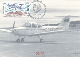 SAINT PIERRE ET MIQUELON - CARTE MAXIMUM AERO CLUB OBLITEREE AVEC CAD DU 29 MAI 1991 - Vliegtuigen