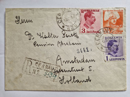 Romania, Registered Cover From Cernauti To Amsterdam 1938 - Briefe U. Dokumente