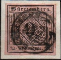 ALTDEUTSCHLAND , WUERTTEMBERG, 1851, MI 4, YT  4, ZIFFERN,  GESTEMPELT SCHUSSENRIED,  OBLITERE, - Used