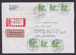 Bund R Brief Rückschein MEF 1406 Mit Schw. Nr 215 SWK Merzig R Brief Saarbrücken - Cartas & Documentos