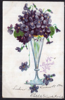 Postcard - 1906 - Flowers - Drawing - Vase With Violets - Blumen