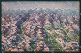 Belluno Cortina D'Ampezzo Cartina Geografica Passo Pordoi Mappe Cartolina MX1522 - Belluno