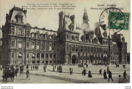 75 PARIS N°4496 Place De L'Hôtel De Ville Animée En 1913 Attelages Chevaux Vélos Première Pierre Posée En 1593 ....... - Autres & Non Classés