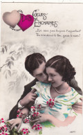 COUPLES. CARTE FANTAISIE . CPA . COUPLE .  " LES CŒURS ENCHAINES ". + TEXTE ANNÉE 1937 - Coppie