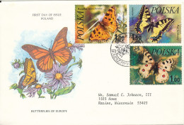Poland FDC Sent To USA 22-3-1977 Butterflies With Very Nice Cachet (not Complete) Butterflies Of Europe - ...-1900