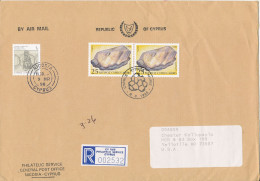 Cyprus Republic Registered Cover First Day Of Issue Minerals Sent To USA (big Size Cover) - Minerali