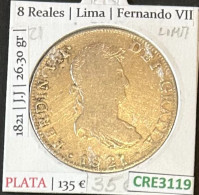 CRE3119 MONEDA ESPAÑA 8 REALES LIMA FERNANDO VII 1821 MBC- - Autres & Non Classés