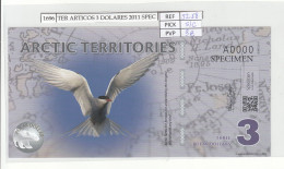 BILLETE TERR. ARTICOS 3 DOLARES 2011 SPECIMEN POLIMER ARC-05 SIN CIRCULAR - Andere - Oceanië