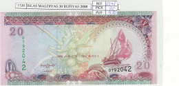 BILLETE ISLAS  MALDIVAS 20 RUFIYAAS 2008 P-20c SIN CIRCULAR - Autres - Asie